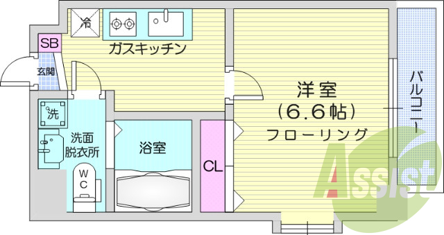 1K、エアコン、モニタ付きインターホン、ウォシュレット