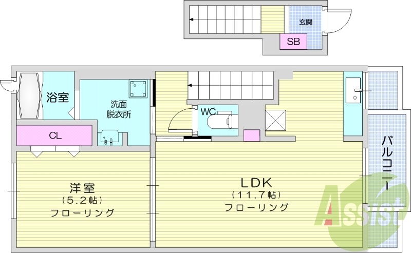2020年2月築の1LDK、浴室乾燥、追焚き、ペット。