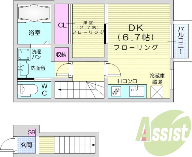１K、IHクッキングヒーター、インターネット無料