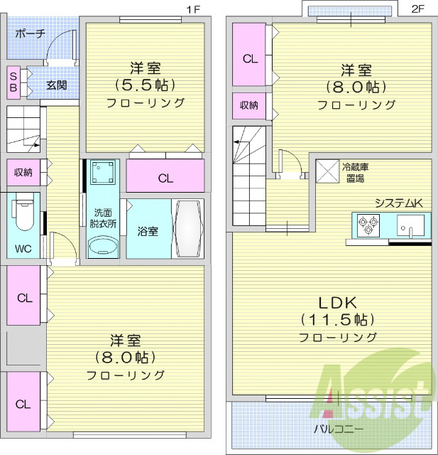 3ＬＤＫ、ホームセキュリティ付き、メゾネット、ＩＨ