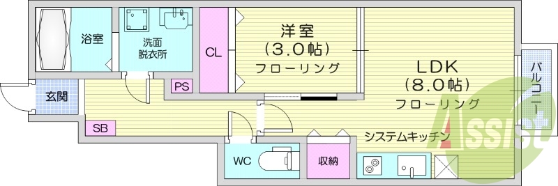 １LDK、浴室乾燥機、追い焚き機能、独立洗面台