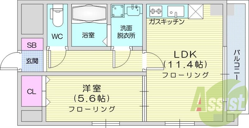 1LDK、浴室乾燥機、追い炊き、シューズBOX、エアコン。