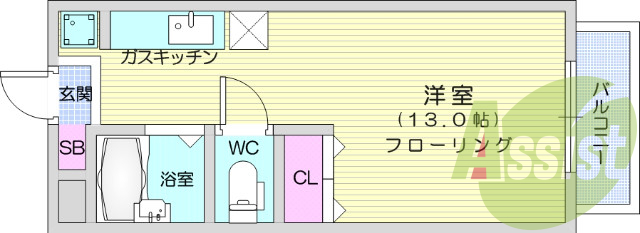 ワンルーム、エアコン、室内洗濯機置場、トイレ浴室別、収納