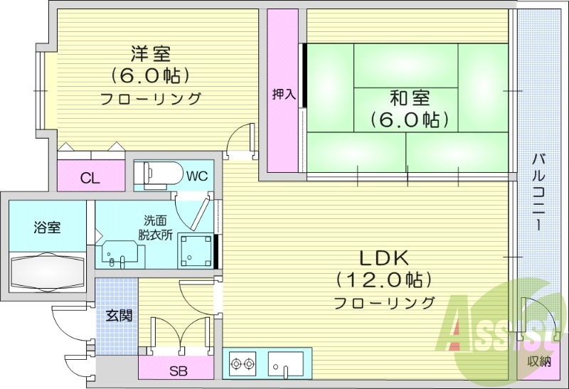 2LDK、追い焚き機能、温水洗浄便座、洗面所独立