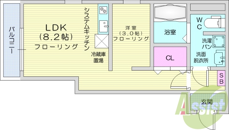 1LDK、追炊き機能、独立洗面台、エアコン、TV付インフォ