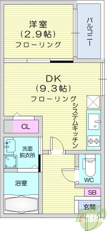 1DK、ネット無料、浴室乾燥、独立洗面台、オートロック、BS