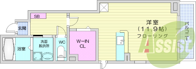 1K、モニター付きインターホン、ウォシュレット