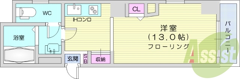 1R、エアコン、バストイレ別、独立洗面台