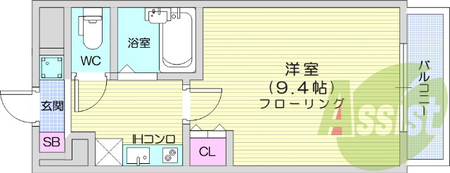 1K、バストイレ別、室内洗濯機置き場、クローゼット