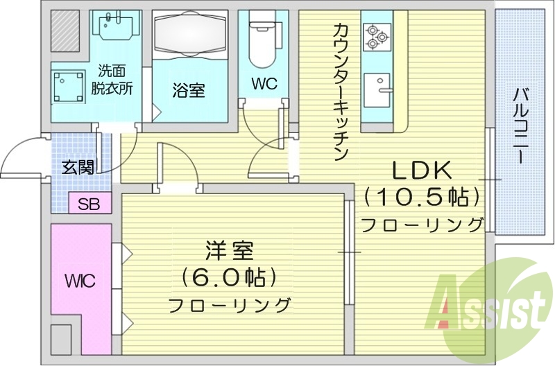 1LDK、エアコン、室内洗濯機置場、トイレ浴室別、収納