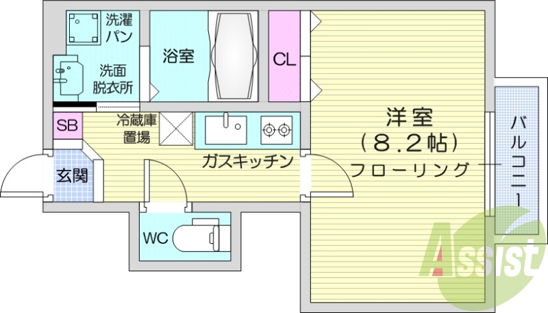 1K、浴室乾燥、追い焚き乾燥付き、ネット無料