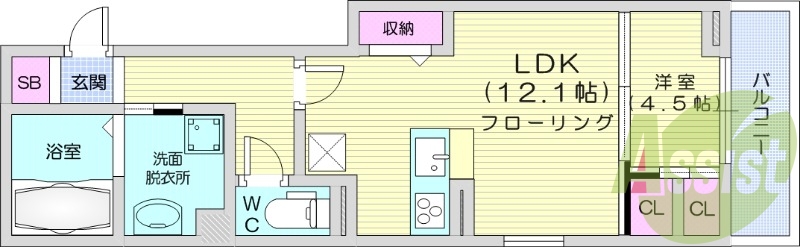 1LDK、エアコン、浴室乾燥機、追い炊き機能