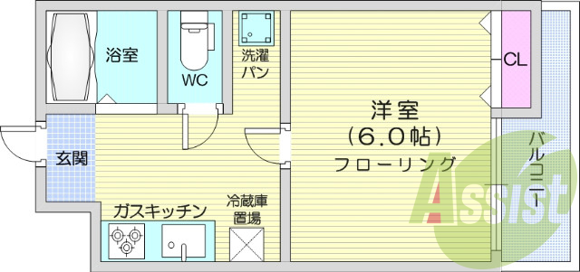 １K、モニター付きインターホン、フローリング