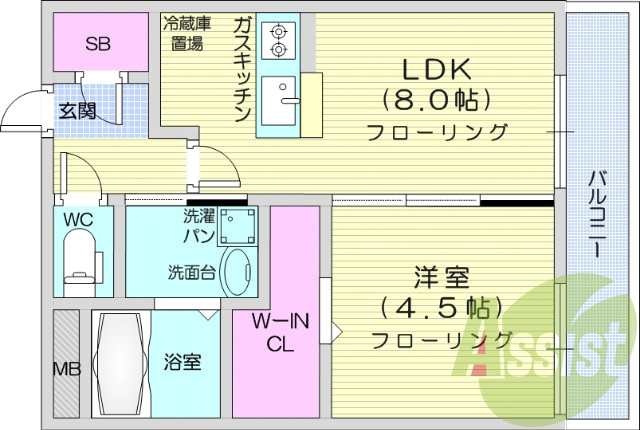 1LDK、追い焚き、ウォークインクローゼット、独立洗面台
