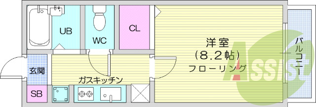 1K、B/T別、ガスコンロ可、エアコン、TV付インターホン。