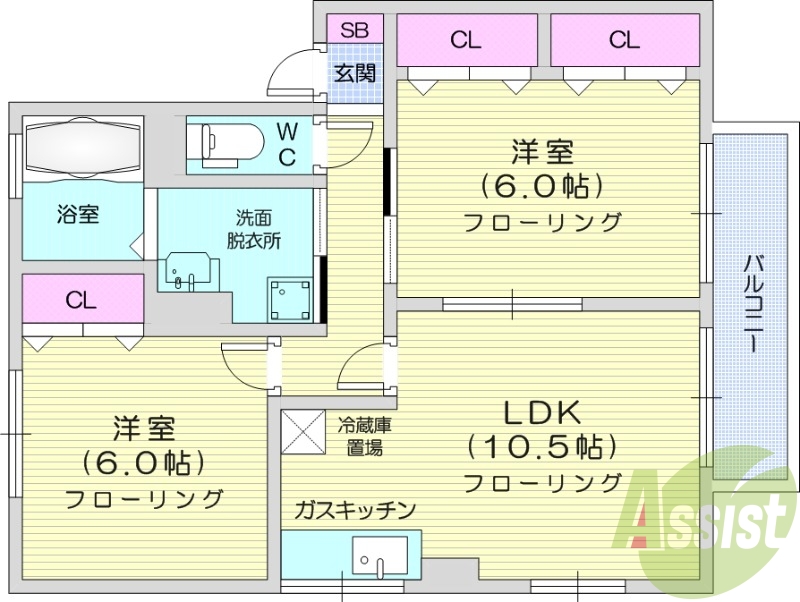 2ＬＤＫ、ネット無料、エアコン追い焚き機能