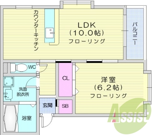1LDK、モニター付きインターホン、ウォシュレット