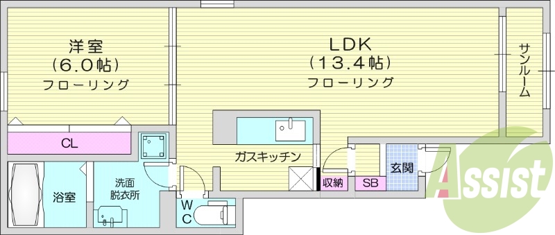 1LDK、ペット可物件、都市ガス、防犯カメラ