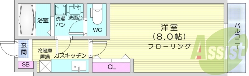 1K、ネット使用料不要、シャワートイレ、TV付インターホン