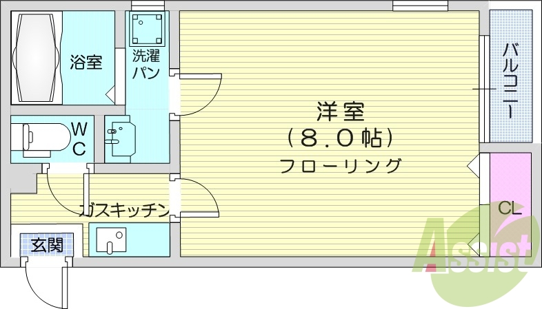 1K、ネット使用料不要、シャワートイレ、TV付インターホン