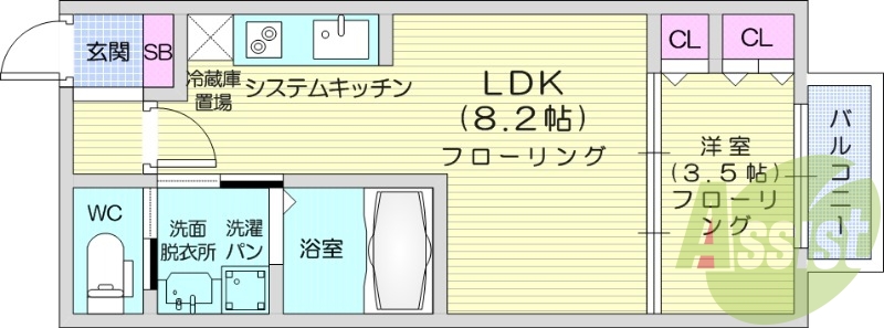 1LDK、インターネット無料、BS、防犯カメラ