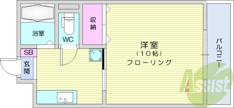 1K、オートロック、エアコン、モニタ付インターホン
