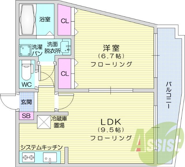 １LDK、フローリング、エアコン、クローゼット