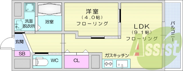 1ＬＤＫ，フローリング、エアコン、独立洗面台
