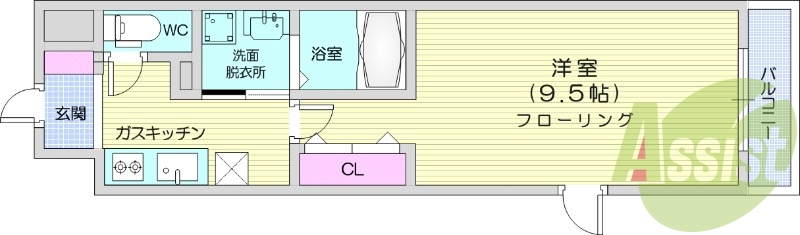 1K、バス・トイレ別、システムキッチン、宅配ボックス