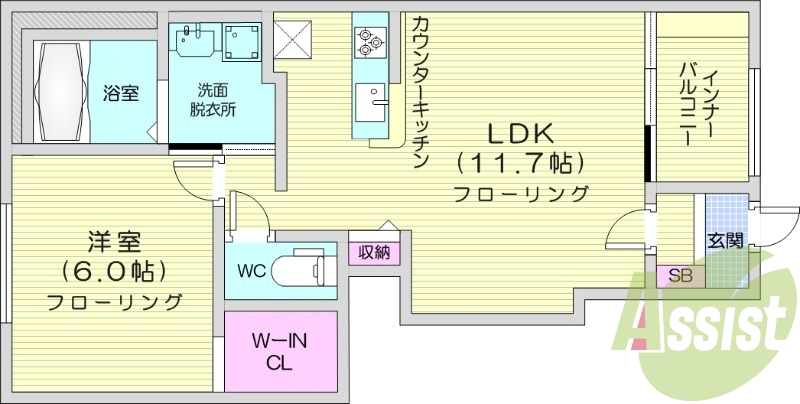 １LDK、エアコン２基、ネット無料、宅配ボックス