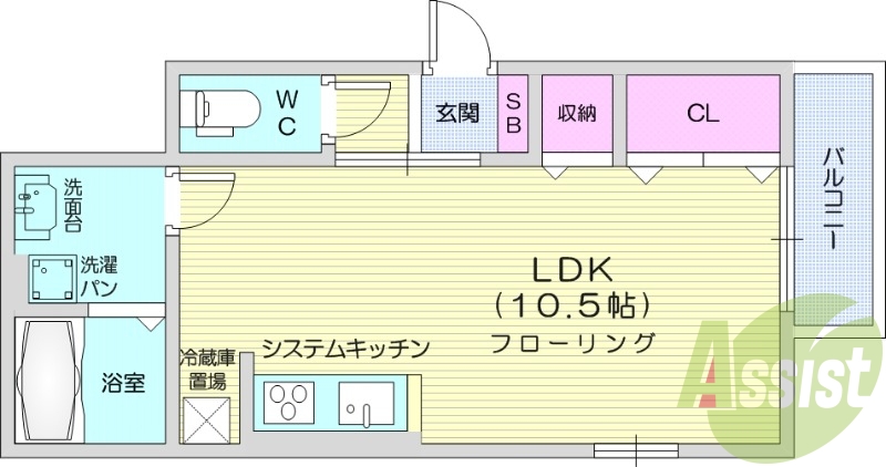 1R、浴室乾燥機、モニター付きオートロック