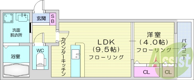 1LDK、角部屋、オートロック、宅配ボックス