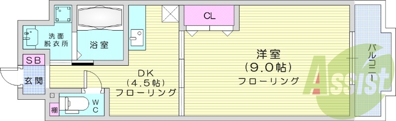 1DK、オートロック、宅配BOX、インターネット無料