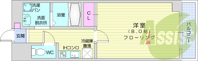 1K・バス、トイレ別・独立洗面台・光ファイバー