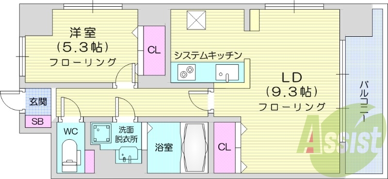 １LDK、オートロック、エレベーター、モニターインターホン