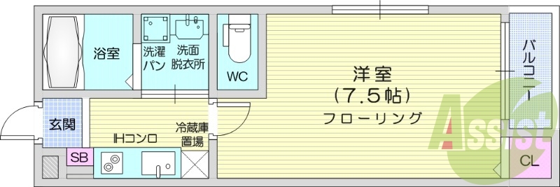 １K、家具家電付き、オートロック、モニター付インターホン