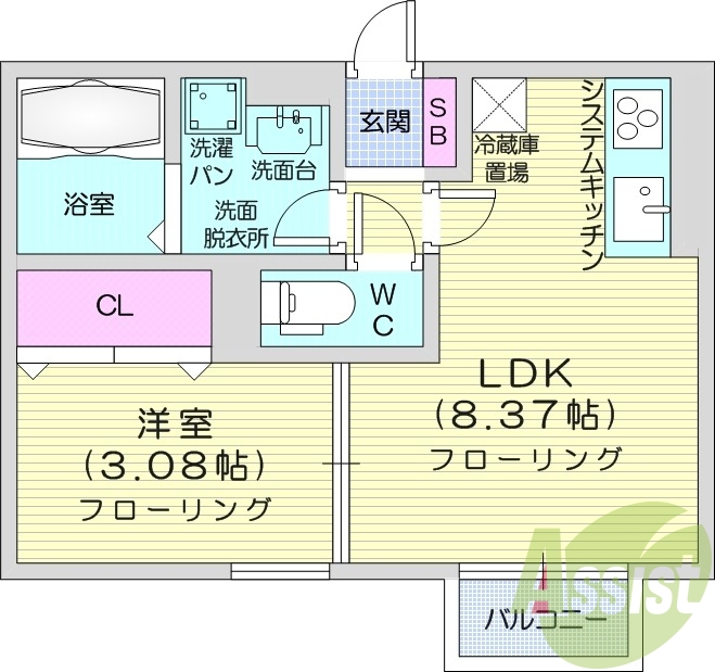 お写真は103号室のものです。参考にしてくださいませ