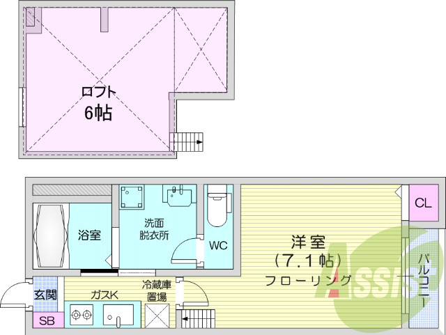 お写真は101号室のものです。参考にしてくださいませ。