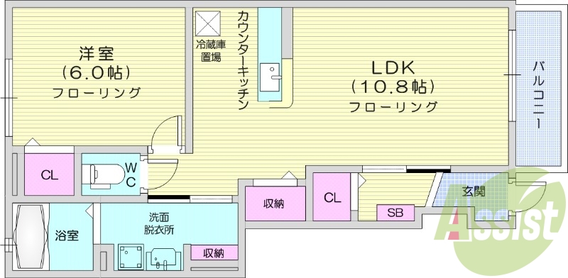 1LDK　都市ガス　浴室乾燥機　エアコン2台　洗面所独立