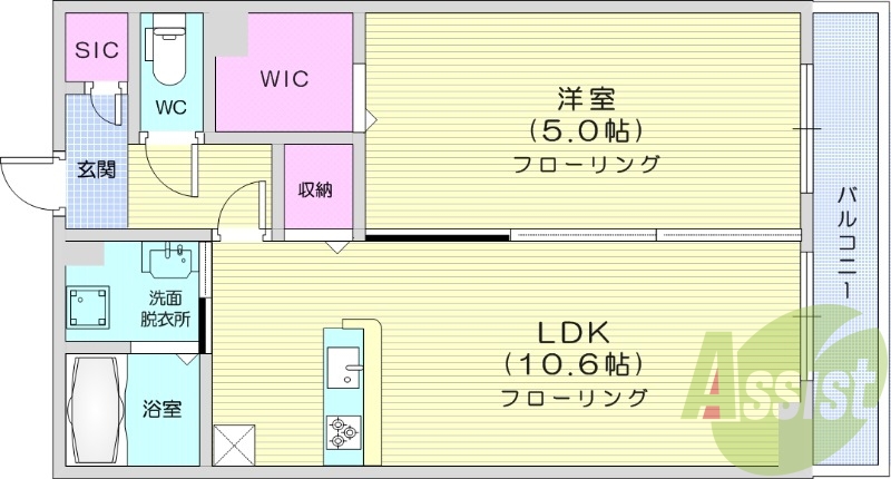 1LDK、モニター付きインターホン、オートロック☆