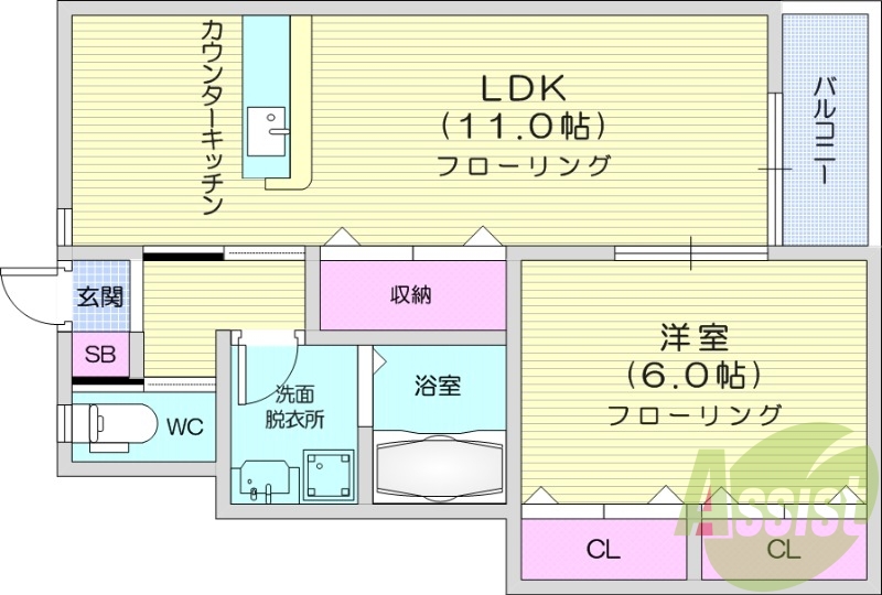 1LDK、インターネット無料、エアコン。