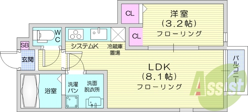 1LDK、ネット無料、IH、防犯カメラ、浴室乾燥。追い焚き