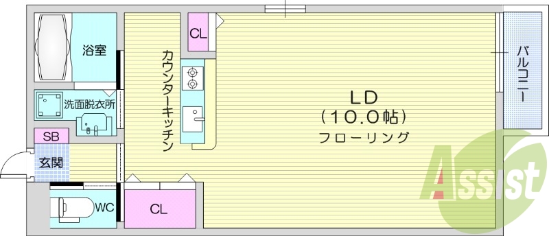 ワンルーム、家具家電付き、モニターインターホン