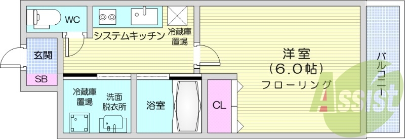 1K、マンションタイプ、ペット飼育可、フローリング