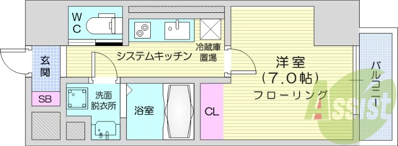 1K、浴室乾燥、追い焚き、IH２口、宅配ボックス、防犯カメラ