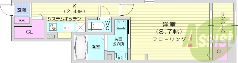 1K、追い焚き、オール電化、ネット無料、宅配BOX