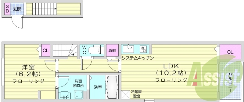 1LDK、ネット無料、オール電化、防犯カメラ、宅配BOX。