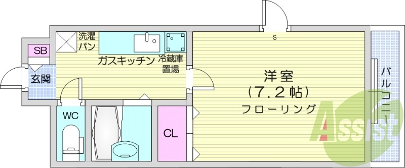 1K、フローリング、エレベーター、温水洗浄便座