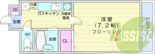 1K、フローリング、エレベーター、温水洗浄便座