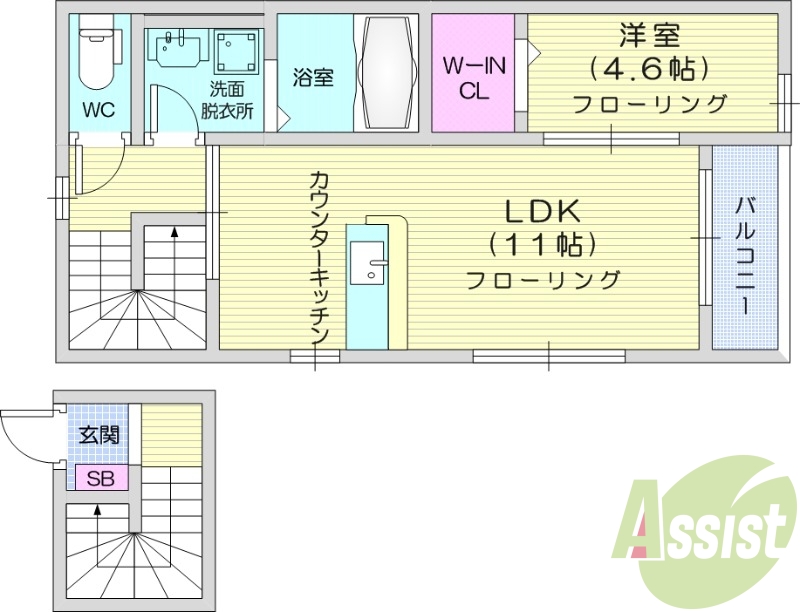 1LDK、エアコン、室内洗濯機置場、トイレ浴室別、収納